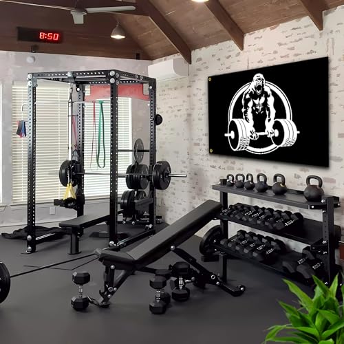 Image of Gorilla Weightlifting Flag 3x5 Ft Motivational Fitness Inspirational Flags for Home Gym Decor College Room Wall Garage Flag Banner Decor (DPOIS-0828)
