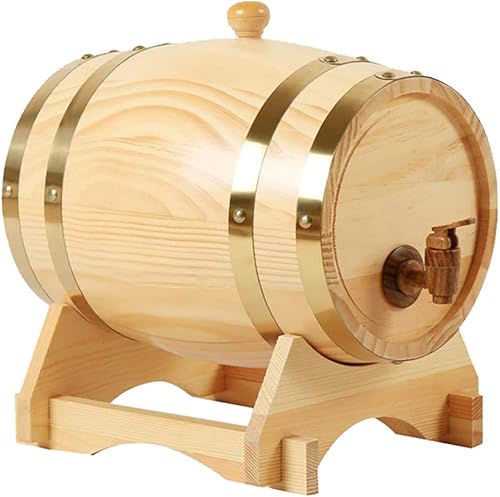 Miniatura 5 de Barril de vino de roble vintage barril de envejecimiento de madera para whisky, cerveza, vino, tequila (madera, 3L)
