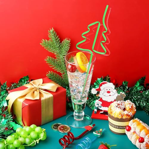 Whaline 50 pitillos plásticos navideños rojo y verde miniatura 6