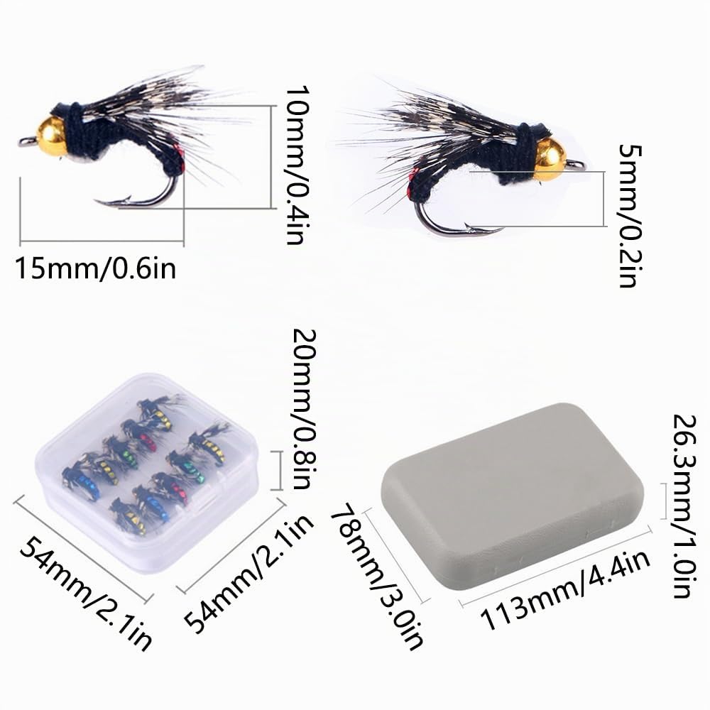 10 señuelos de moscas de trucha, insectos de imitación de moscas, cebos biónicos de agua dulce, anzuelos para trucha, lubina, salmón