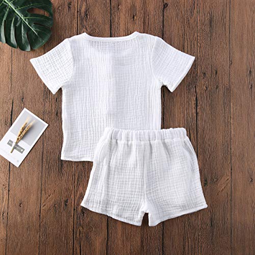 Image of fhutpw Baby Boys 2Pcs Summer Outfits Short Sleeve T-Shirt Tops Elastic Waistband Shorts Set Toddler Clothes