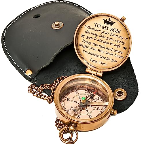 Brújula de latón personalizada con estuche grabado miniatura 6
