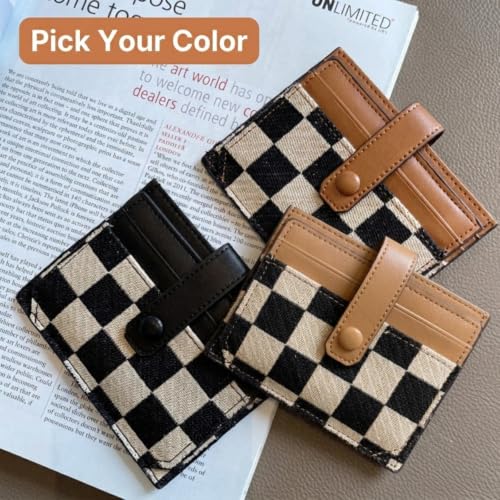 Image of TURBOOST Cute Slim Card Holder Canvas Front Pocket Wallet, Small Credit Card Case for Women (Tan)