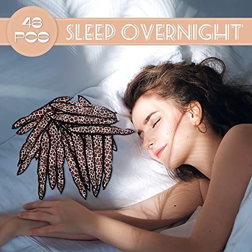 48 Pcs Soft Sleep Hair Rollers Foam Pillow Stain Heatless Curlers Diy Sponge Hair Rollers Flexible Hair Styling Tools For Long Hair Women Girls Hair Curling (Leopard,Cloth Cover) #TOP3