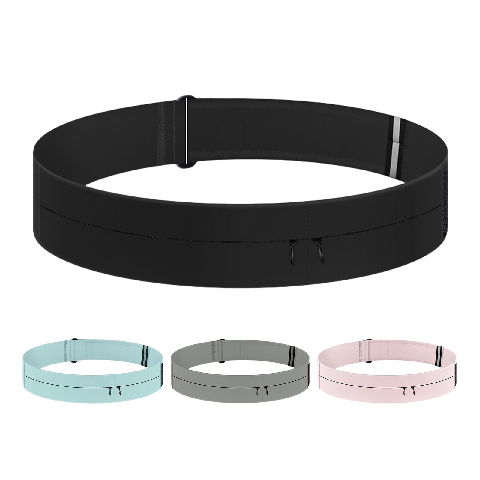 Unisex Running Belt with Water Bottle Women Men Runner Waist Pack Phone Holder Bag for Marathon Jogging Sport Workout Exercise Fitness (Black, Large)