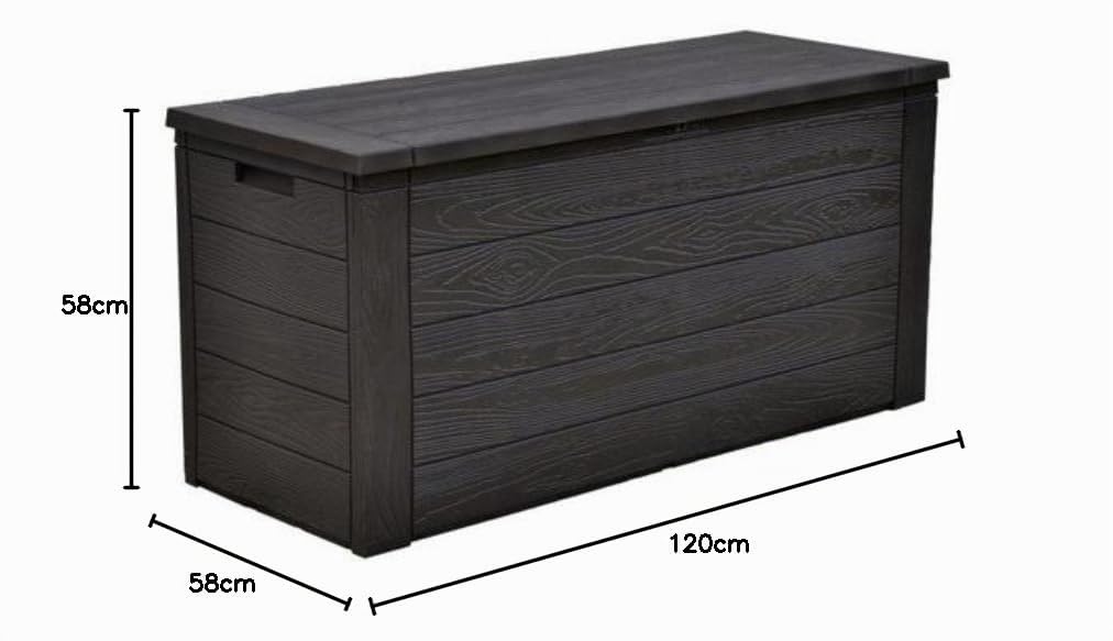 JELENIA PLAST Gartenkissenbox Woody Gartentruhe Auflagenbox Kissenbox Aufbewahrungsbox Truhe Garten