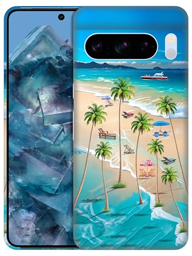 Coque rigide pour Google Pixel 8 Pro fine blanche avec motif tropical