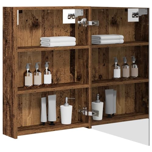 vidaXL Armoire avec miroir de salle de bain en bois vieilli 50 x 14,5 x 70 cm