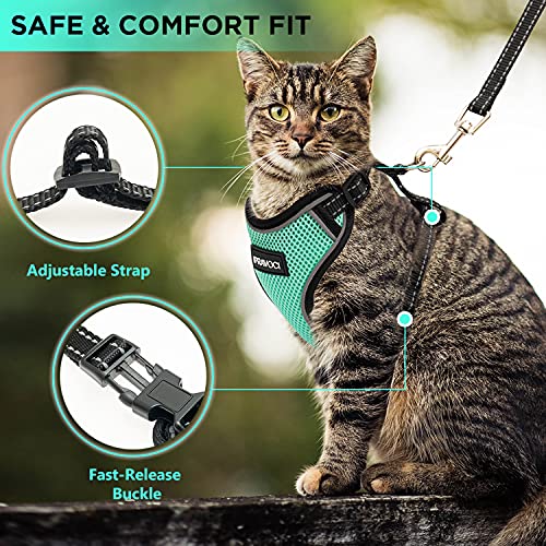 IPRAVOCI Cat Harness and Leash Set - Walking Escape Proof Cat Vest Harness for Small Medium Large Cats - Adjustable Reflective Soft Air-mesh Breathable Full Body Harness for Cat Puppy - Thumbnail 4