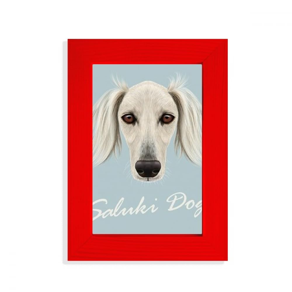 Cadre photo rouge pour chien Saluki au long visage blanc de style moderne