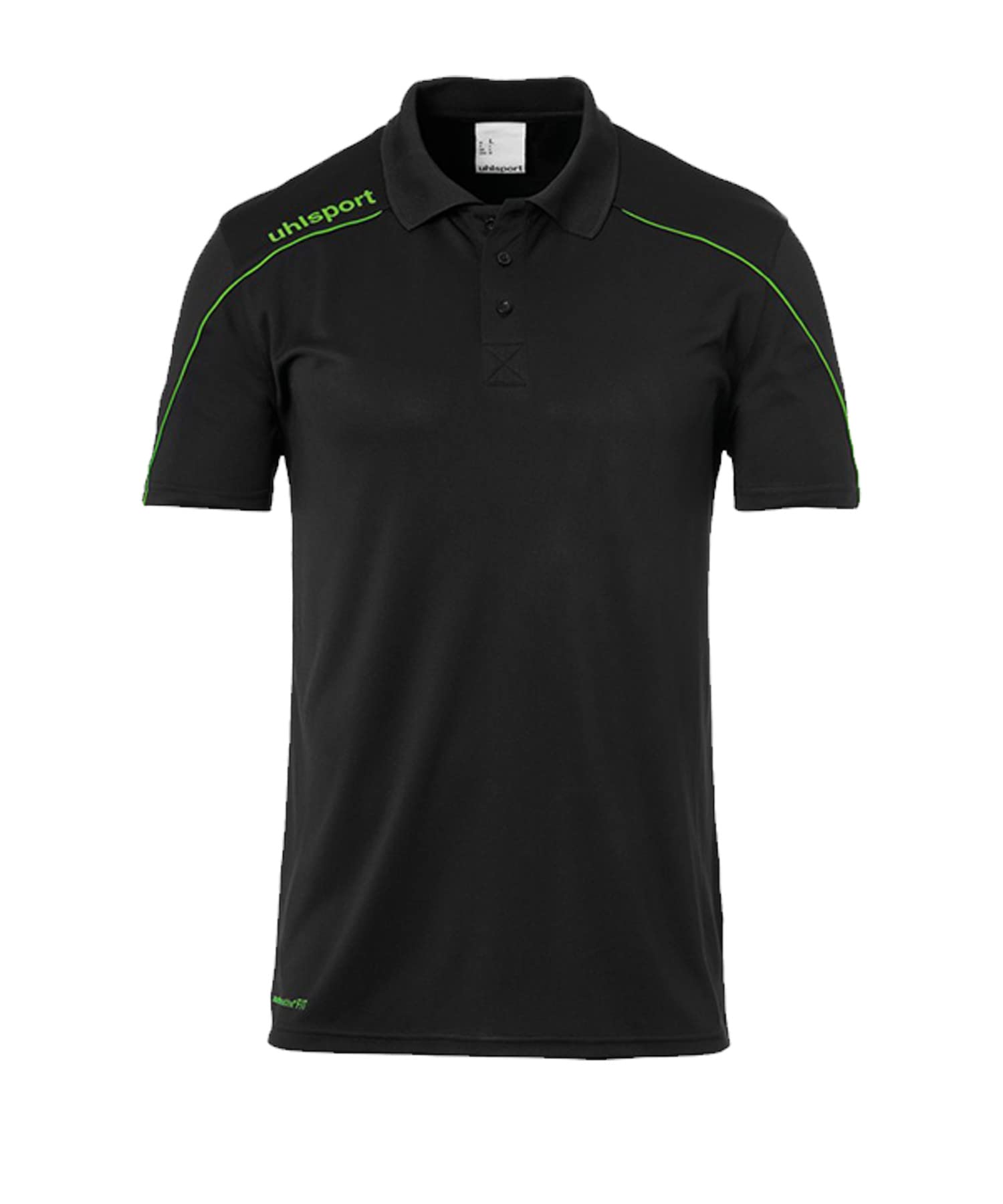 Uhlsport Stream 22 Polo Shirt - Black/Fluo Green, Small