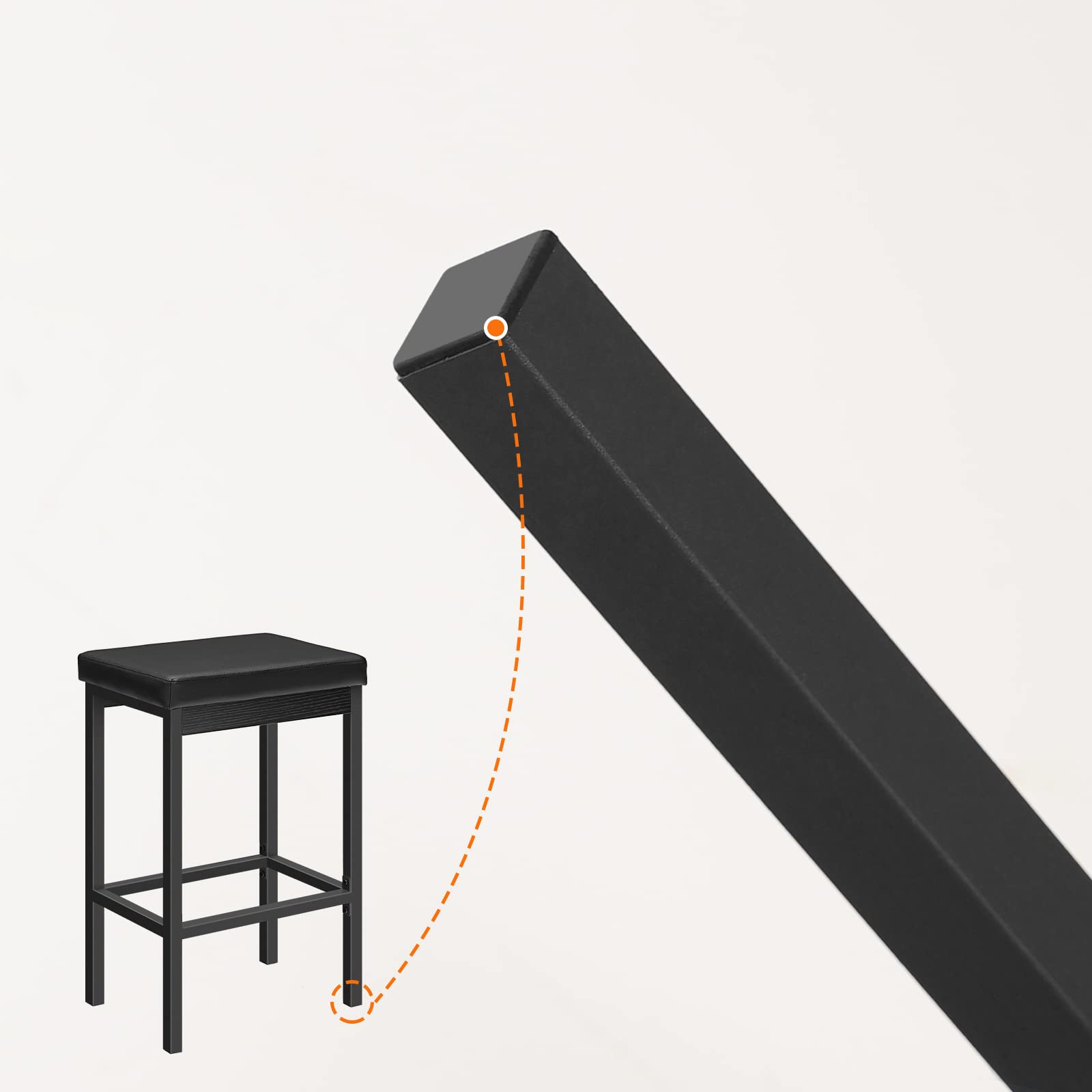 HOOBRO Barhocker 2er-Set, Barstuhl für die Küche, Küchenhocker 5 cm gut gepolsterte Sitzfläche, 63 cm hoch, einfache Montage, für Küche, Restaurant, Cafeteria, Theke, Schwarz EBB21BY01