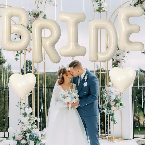 Image of 40 Inch Beige BRIDE Letter Balloons, Bachelorette Party Bridal Shower Decor