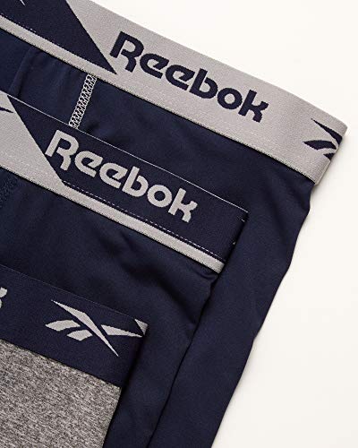 Reebok Men's Boxer Briefs – 3 Pack Performance Mens Underwear Boxer Briefs - Moisture Wicking Athletic Underwear for Men S-XL, Size Medium, Medium Grey/Martime Blue2