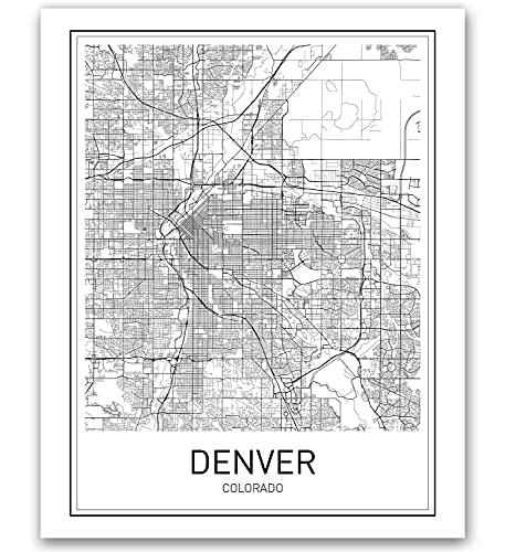 Denver Map Print Denver Map Art Colorado Print City Maps Map Print Map Art Print Black and White Map Wall Art Map Art Modern City Art Scandinavian Poster City Map Poster 8x10