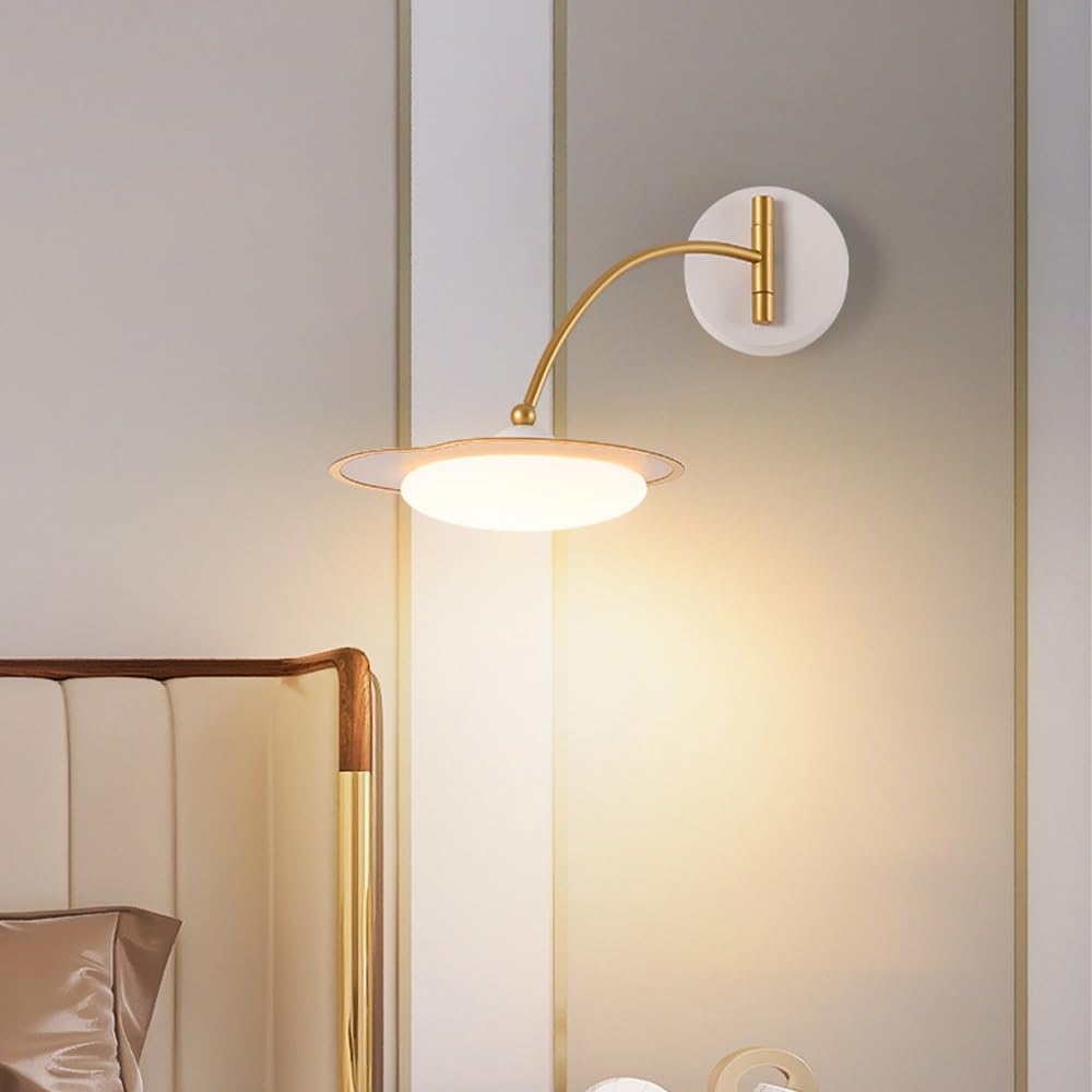 Lampa ścienna LED z możliwością ściemniania, obrotowa lampa ścienna z akrylowym abażurem, przewodowa lampa ścienna do sypialni, korytarza, schodów, balkonu, hotelu.