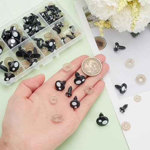 PH PandaHall 54 Sets Safety Eyes for Crochet Craft Eyes Amigurumi Safety Eyes Kawaii Eyes with Washers for DIY Stuffed Animals Puppets Bear Crafts Amigurumi Making 8/12/14/16mm - Image 3