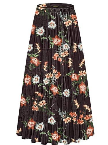 Image of Women's Chiffon Elastic High Waist Pleated A-Line Maxi Skirts