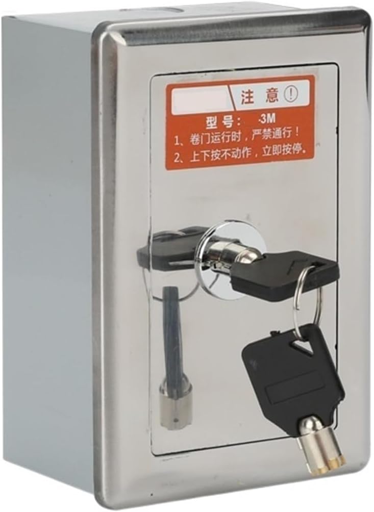 Surface-Mounted Rolling Shutter Door Switch Box Manual Control Button Door Garage Door Rolling gate Stainless Steel Panel with Lock(Open Type A Switch Empty Box)