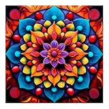 Domnpes Mandala Diamond Art Kits for Adults, 5D Diamond Painting Kits for Beginners, DIY Round Full Drill Bead Craft for Home Wall Decor Gift 11.8x11.8 inch