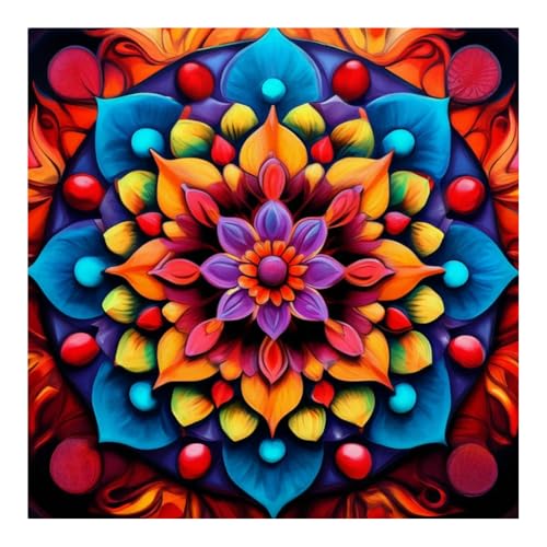 Domnpes Mandala Diamond Art Kits for Adults, 5D Diamond Painting Kits for Beginners, DIY Round Full Drill Bead Craft for Home Wall Decor Gift 11.8x11.8 inch