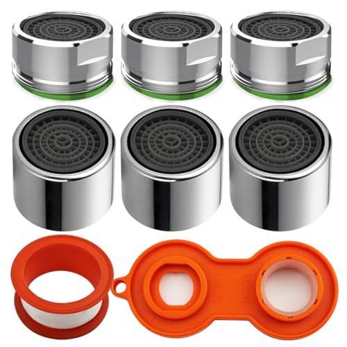 SHSMPXOY 6 Stück Strahlregler für Wasserhähne M22/M24 Mischdüse Luftsprudler Wasserhahn sieb Einsatz Wasserhahns Bubbler Mischpatrone Armaturensieb Wasserhahn Aufsatz Strahlregler