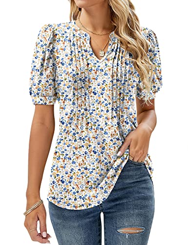 La Mejor Lista de Ropa Naranja - los preferidos. 45 Micoson Camisa plisada de manga corta con cuello en V para mujer, estilo casual, M