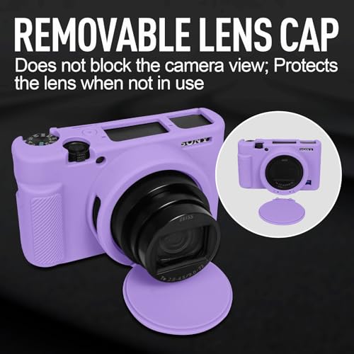Image of Easy Hood Case for Sony DSC-RX100 IV V VI VII DSLR Camera, Silicone Camera Case Lightweight Soft Carrying Cover with Removable Lens Cover (Purple)