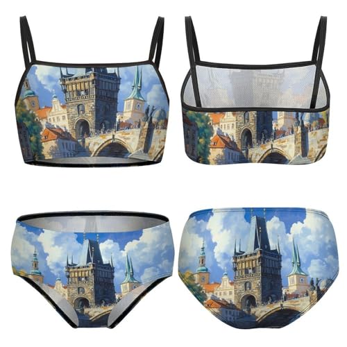 Charles Bridge in Prague Czechrepublic (4) Girls Swimsuits Two Piece Bikini Sets Beach Sport Swimwear Bathing Suit3