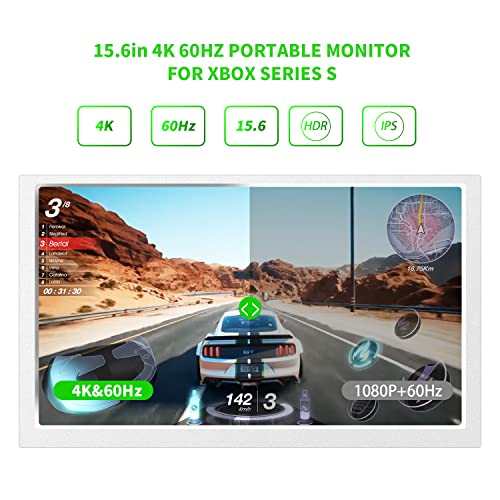 Image of G-STORY 15.6 inch Portable Monitor for Xbox Series S 4K Portable Gaming Monitor IPS Screen for Xbox Series S(not Included) with Two HDMI, HDR, Freesync Game Mode Travel Monitor