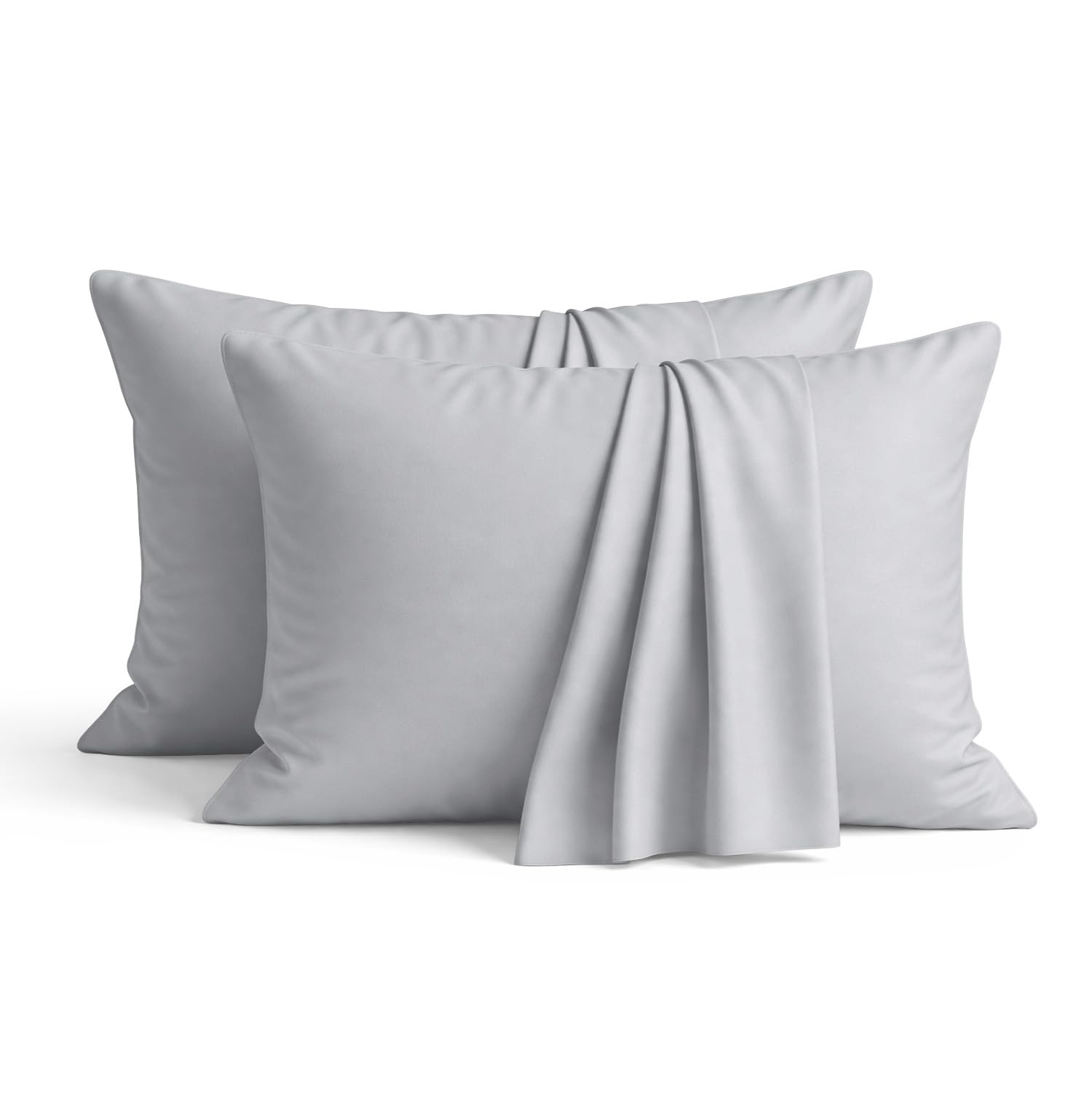 Ameha Silver 100% Brushed Microfiber Pillow Cases 2 Pack (Pillows Not Included), Super Soft Standard Pillow Cases | Hotel Quality Pillow Covers, 50X75 Cm,