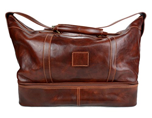 Sac de voyage en cuir véritable marron élégant et robuste pour vos week-ends
