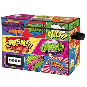 Comic Book Storage Box, Comic Book Protector Organizer, 15.8″ X 7.8″ X 11.8″, Collapsible Comic Short Box, Holds 160-180 Comic Book, Heavy Duty Comic Book Bin Container Holder Shelf(Colorful)