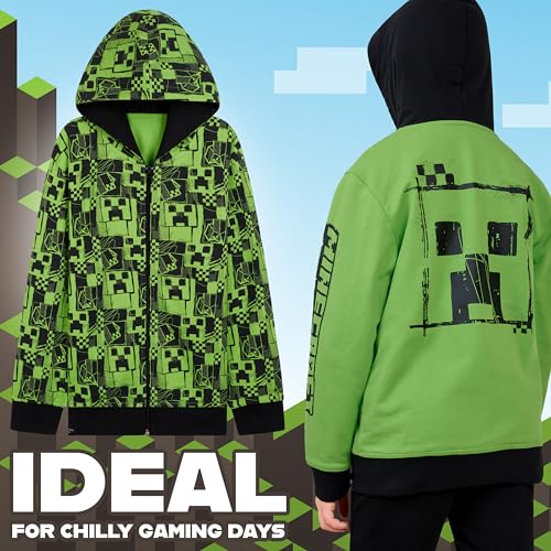 Minecraft Boys Hoodies - Reversible Hooded Sweatshirt for Kids Teenagers 5-14 Years Warm Zip up Hoodie Gamers Gifts3