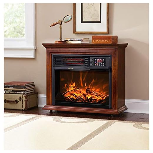 XtremepowerUS Electric Fireplace Heater Infrared Quartz w/Timer, Remote Controller Built-in Wheel, 1500W