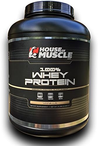 House Of Muscle 100% Whey Protein (Vanilla) 80 Servings Per Tub, 22 Grams 100% Whey Protein Per Serving