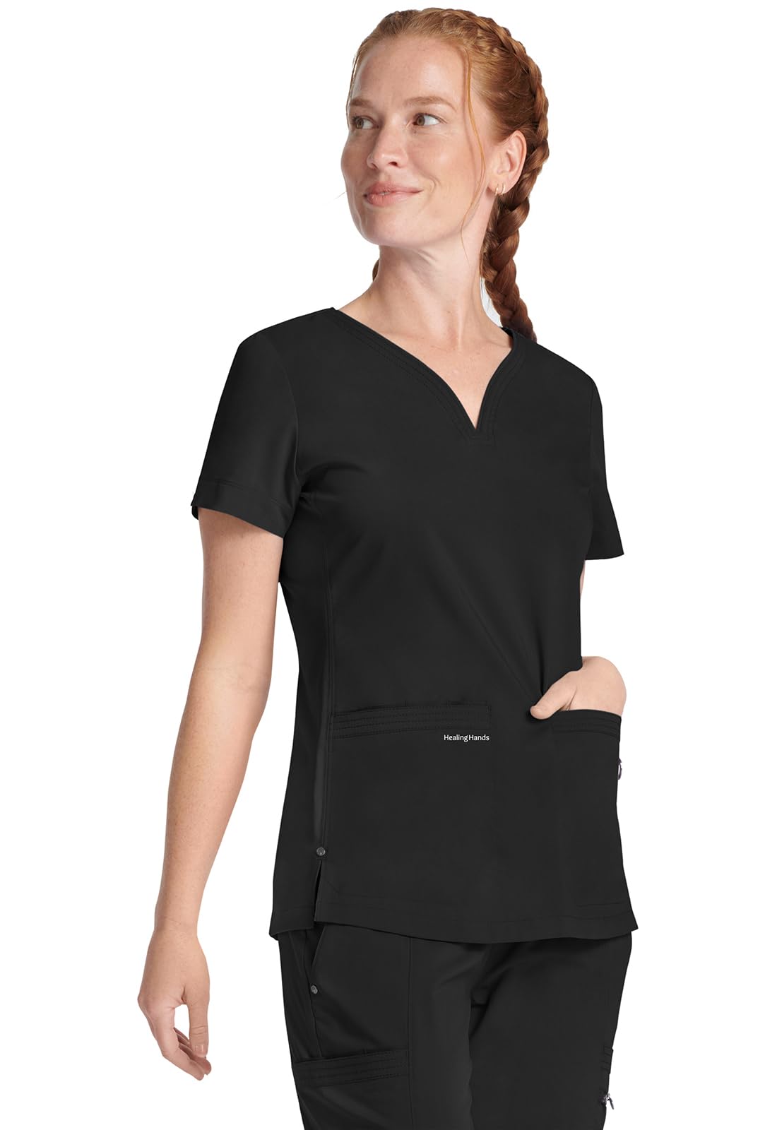 Healing Hands Purple Label HH600 - Top da donna con scollo a V, elasticizzato, in 2 direzioni, con 3 tasche