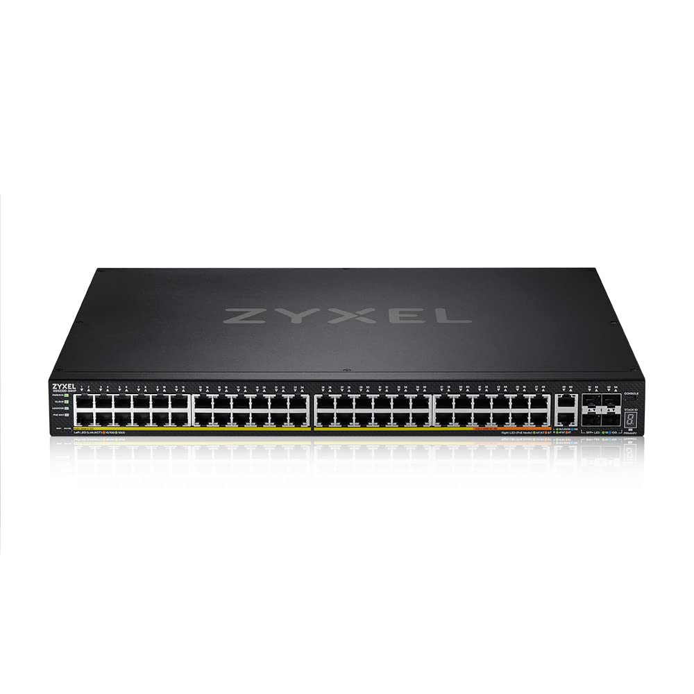 Zyxel 48-Port GbE L3 Access PoE+ Switch with 6 10G Uplink (600 W) (XGS2220-54HP) | 48x Puertos Gigabit PoE + 2x 10G PoE + 4x 10G SFP+, Presupuesto Total PoE de 600W, Diseño con Smart Fan, Capa 3, NebulaFlex