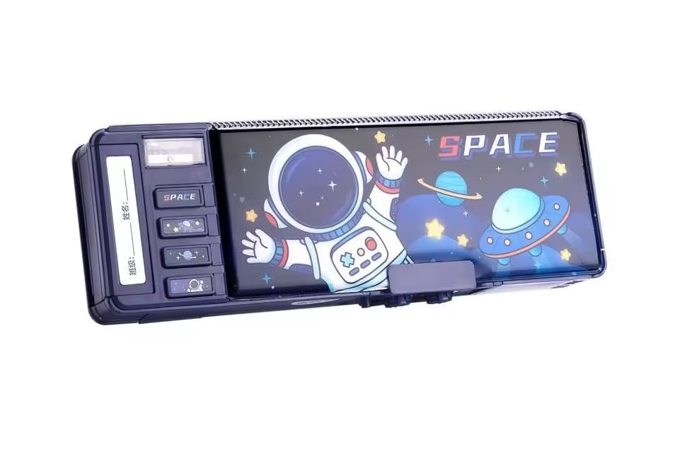 Image of Plastic Multifunctional Space Lock Compass Box for Kids, Pencil Box for Boy & Girl, Magnetic & Password Lock Compass Box for Boys Space Theme Return Gifts for Kids, Multicolor