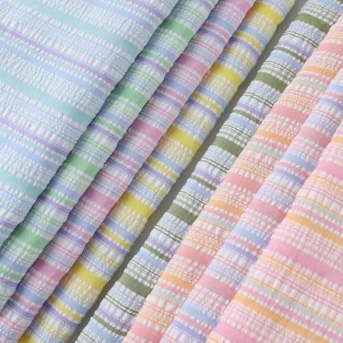 Tissu printemps été léger à rayures multicolores en polyester doux laize 145 cm pour couture - 3