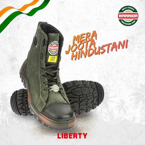 Image of Liberty Warrior Super Jungle King for Men, Line Print Leather, Hard Toe, 19-47HSBG Commando Army Shoes for Men, Light Weight, Waterproof, Military Boot for Men, Olive Green Sizes - 5UK-12UK