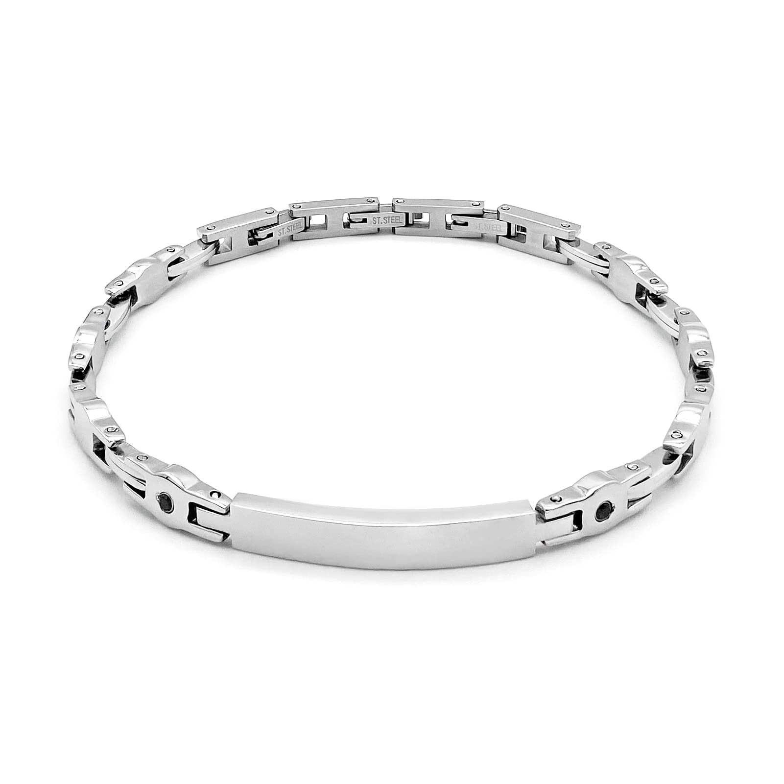 Men 5mm Link Bracelet Adjustable Stainless Steel Material Embedded Black Zircon Chain Jewelry For Men's Gift