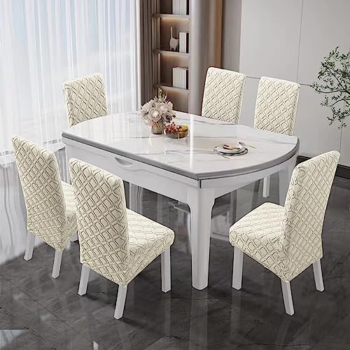 Housse de chaise cuisine extensible grand dossier jacquard lavable - 3