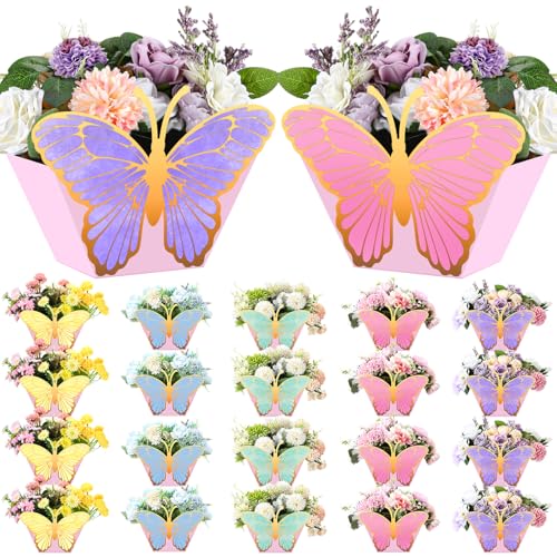 Weekgrat 20 Pcs Butterfly Centerpieces for Tables Decorations Flower Boxes 3D Butterfly Table Toppers for Floral Tea Themed Wedding Birthday Princess Tea Party Decor