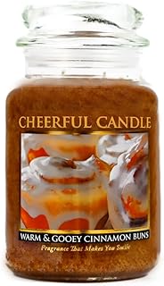 Warm & Gooey Cinnamon Buns Scented Glass Jar Candle (24 oz) with Lid & True to Life Fragrance Made in USA