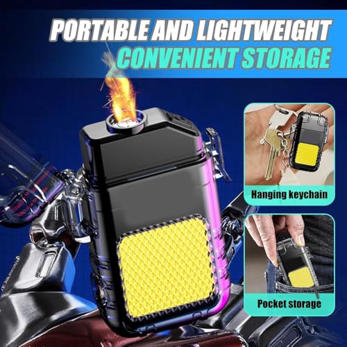 Image of Geek Lab USB Rechargeable Coil Lighter, LED Flashlight & COB Light - Transparent Keychain Torch, Flameless Coil Lighter. Water Resistant, Windproof & Shockproof.