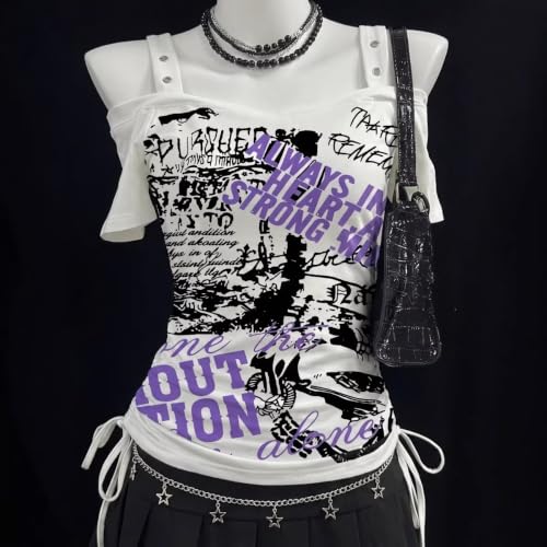 Image of Kawaii Cutecore Harajuku Vintage Y2k 2000s Tops Summer Goth Emo Alt Short Sleeve Graphic Tee