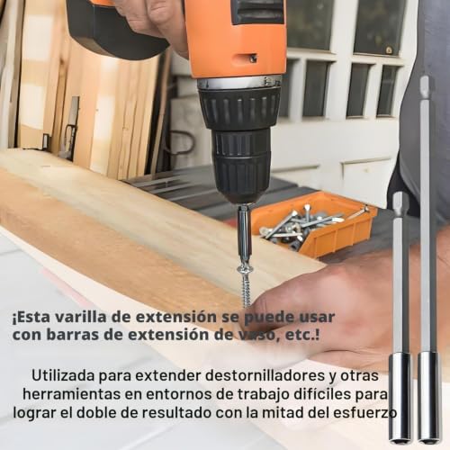 Miniatura 3 de 4 Alargadores De Broca 60 75 100 150mm - Portabrocas Largo Hexagonal 1 4 Antideslizante Para Destornillador Atornillador Taladro