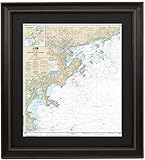 Framed Nautical Map 13275 : Salem and Lynn Harbors- Standard Size. Handmade in USA