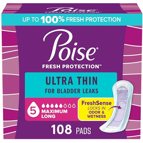 Poise Ultra Thin Incontinence Pads & Postpartum Pads, 108 Count